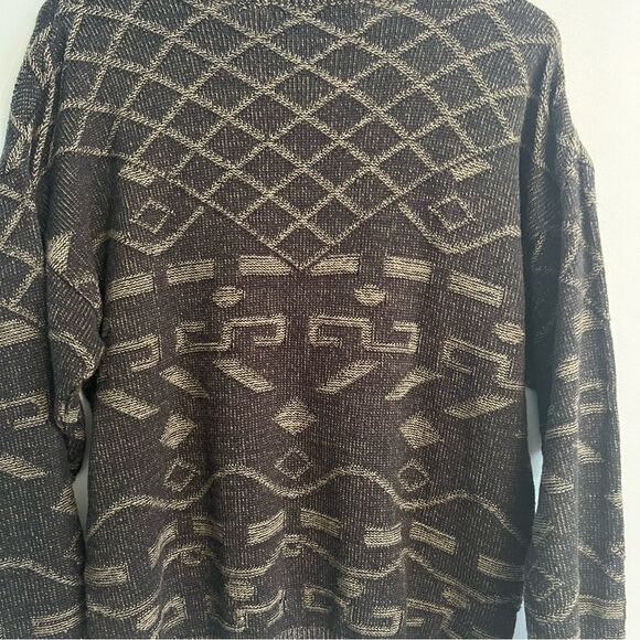 Vintage 90’s Men's Black/Grey Sweater Sz Large 100% ACRYLIC/vegan leather - Picture 11 of 12